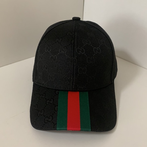 Gucci Black Cap with Red and Green Stripe - Picture 1 of 7
